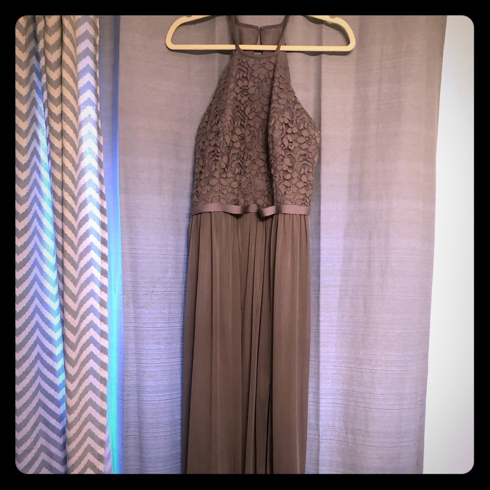 David’s Bridal Open-Back Lace and Mesh Bridesmaid